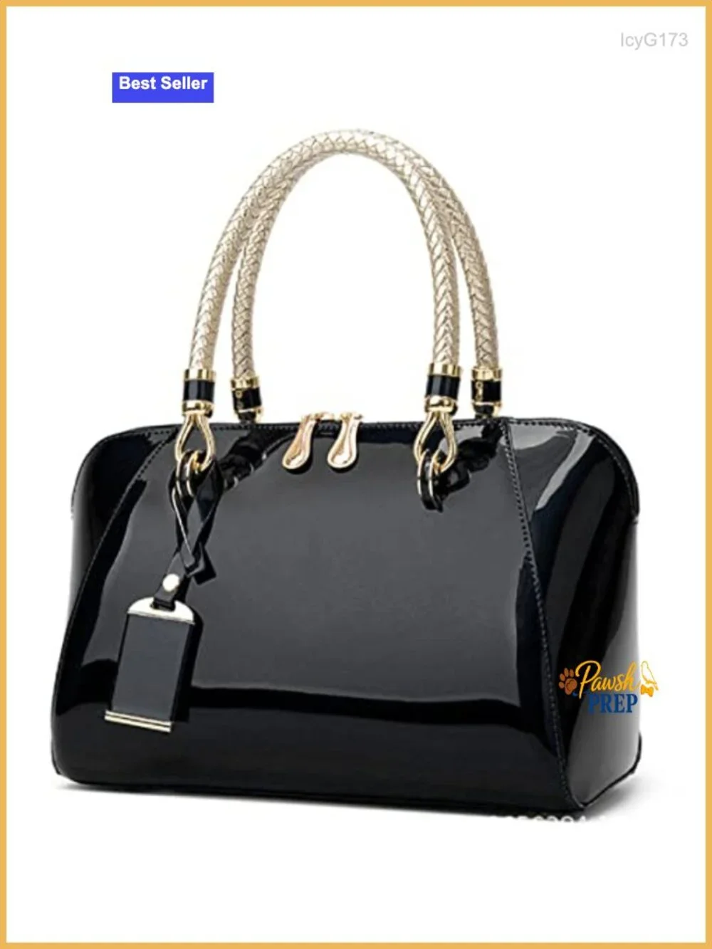 Patent Faux Leather Satchel Handbag Crossbody Shoulder Bag with Top Handle